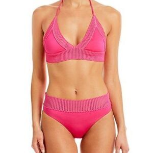 Peixoto Naomi -Carine Lace  Bikini Top + Bottoms Swim Set Pink Medium NWT